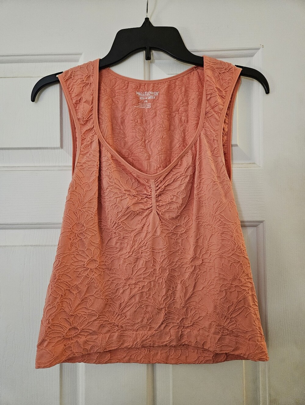 Wallflower Coral Floral Lace-Texture Tank Top Juniors